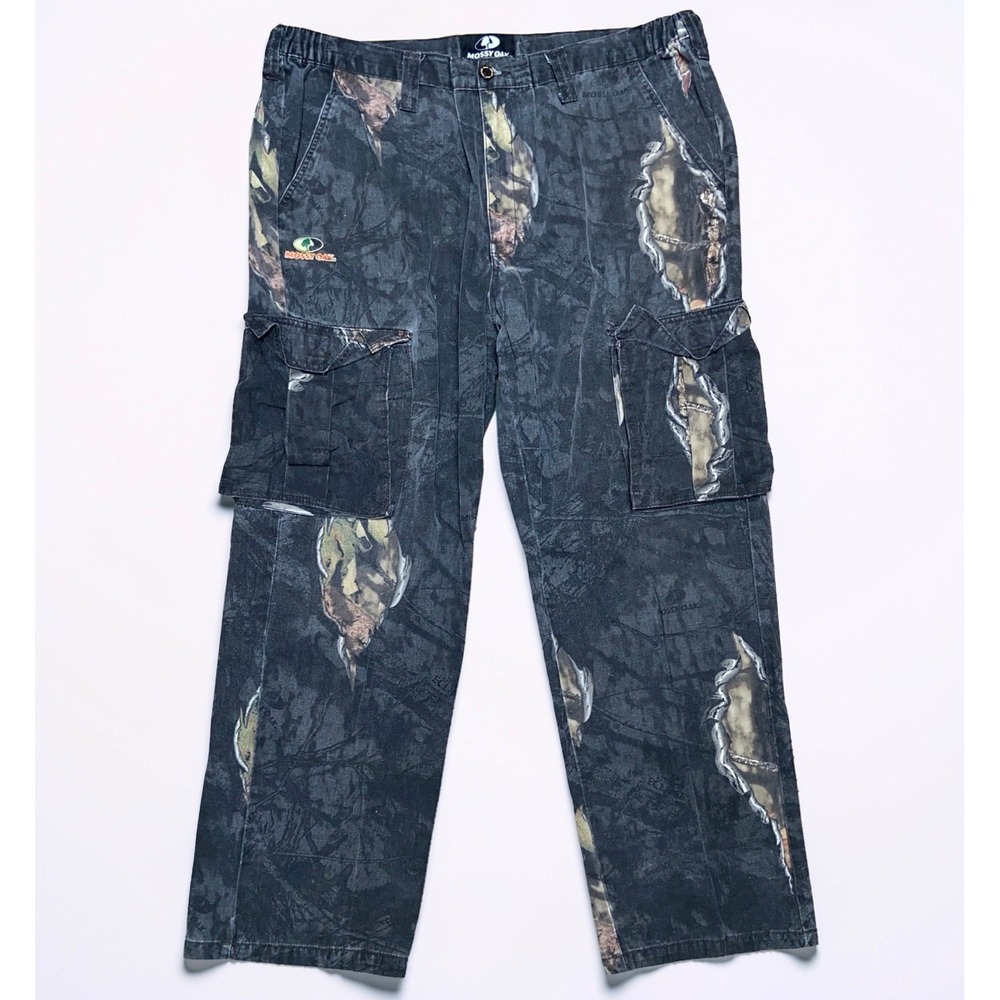 Mossy Oak Men's XXL Dark Camo Cargo Pants Hunting Outdoor Elastic Waist